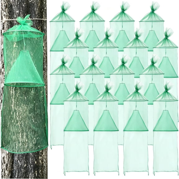 ACDANC 4 Pack Spotted Lanternfly Traps Lantern Fly Killer Mesh Tree Trap with Jute Rope and Nails Effective Way to Catch Lantern Flies and Nymphs(Green)