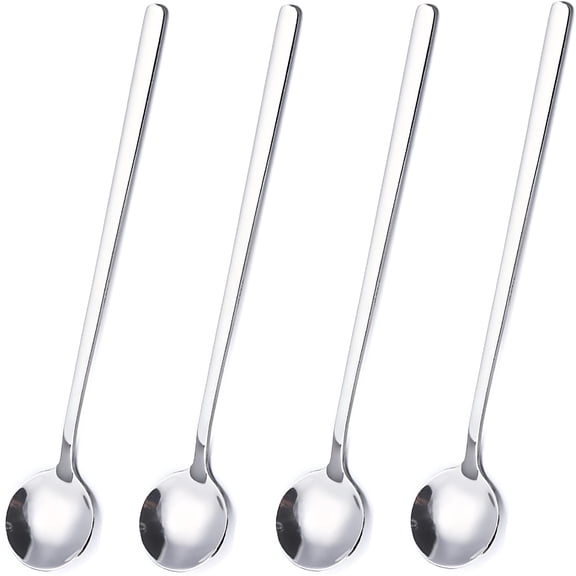 ACDANC 4 Pack Stainless Steel Coffee Spoon,6.7 Inch Stirring Spoons,Cocktail Stirring Spoons for Coffee Tea Dessert Cake Ice Cream Cappuccino (Silver)