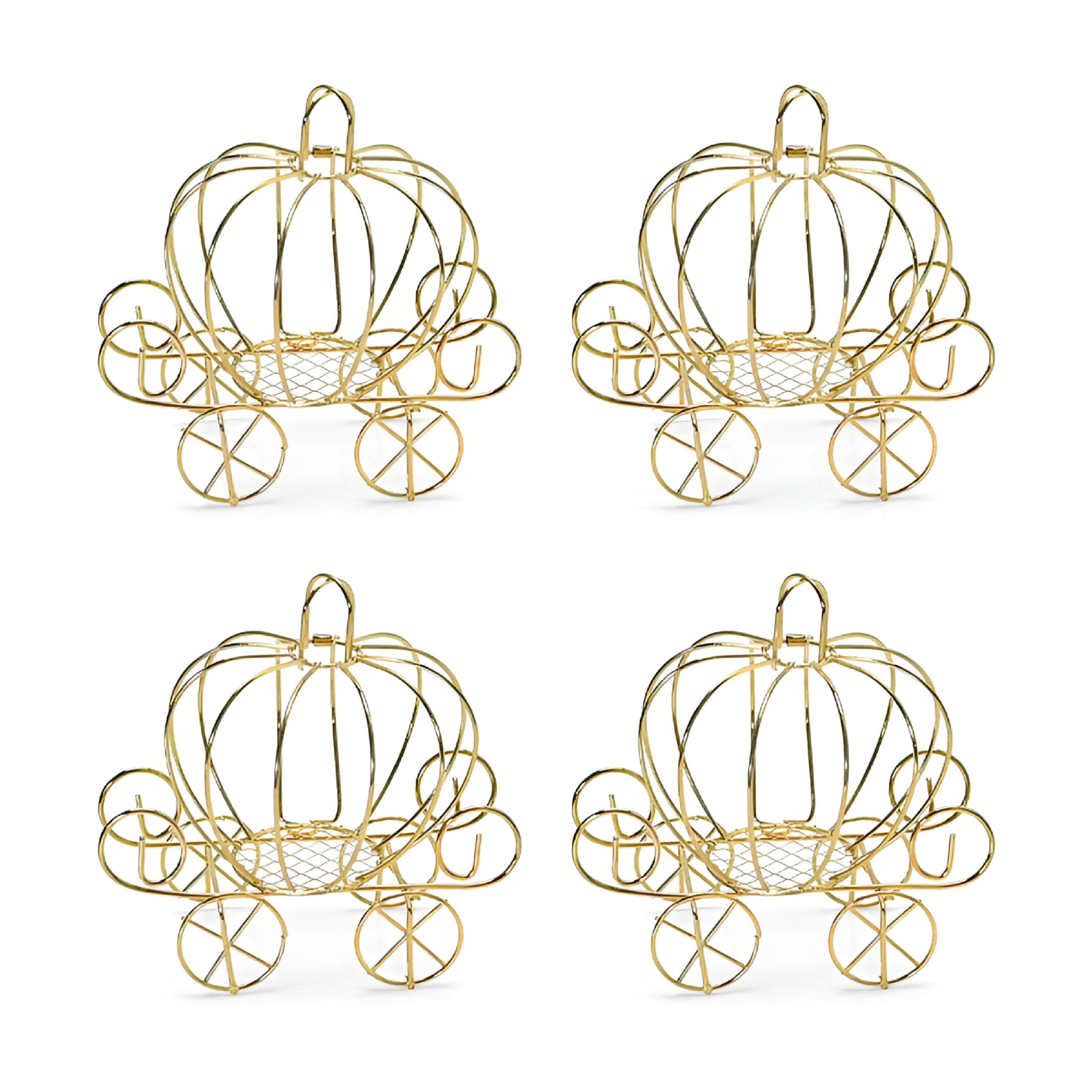 ACDANC 4 Packed Mini Cinderella Carriage Candy Box,Halloween Pumpkin Candy Holder,Halloween Party Decorations,Plated Pumpkin Carriage Centerpiece for Wedding Birthday Party Table Centerpiece Decor