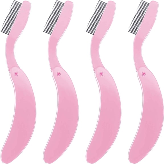 ACDANC 4 Packs Folding Eyelash Comb,Stainless Steel Metal Teeth Eyebrow Separator Comb Lash&Brow Makeup Applicator Brush Professional Tool for Define Lash