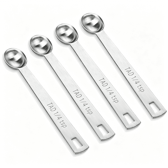 ACDANC 4 Pcs 1/4 Teaspoon (1/4 Tsp | 1.25 Ml | 1.25 Cc) Single Measuring Spoon, Stainless Steel 1/4 Tsp Small Measuring Spoon Mini Measuring Spoons