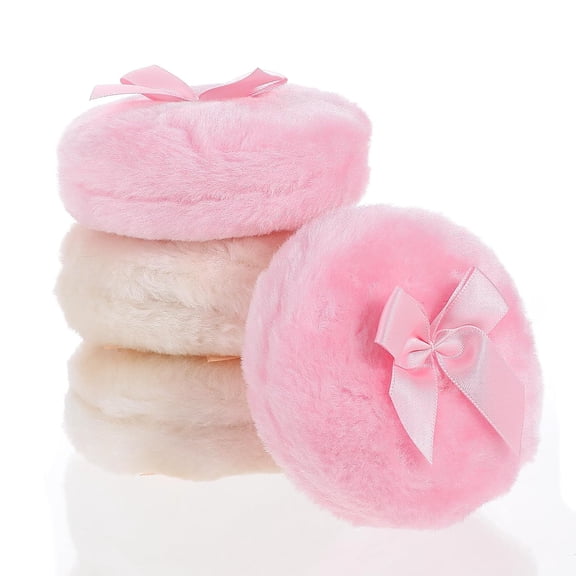 ACDANC 4 Pcs Body Powder Puffs, 3.2 Inch Fluffy Powder Puff for Face & Body, Washable Dusting Powder Puff, Soft Makeup Puffs for Wet Dry Makeup