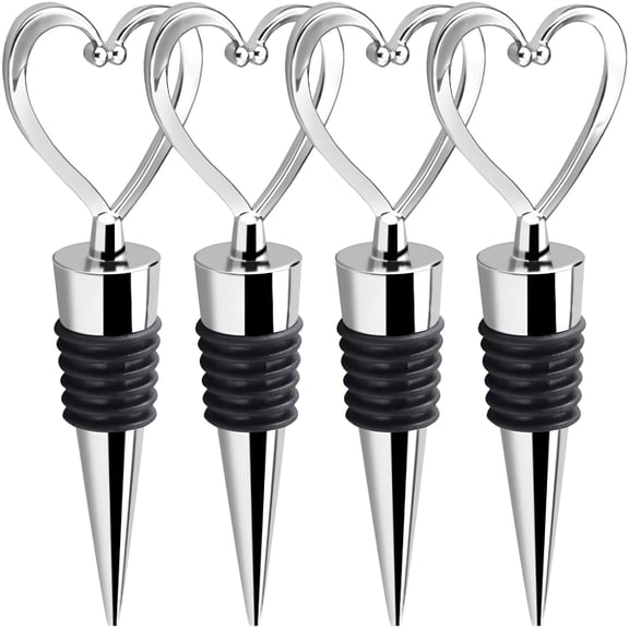 ACDANC 4 Pcs Bottle Stopper,Wine Bottle Stoppers Reusable Heart Head for Sealing Wine,Champagne,Beer - Love Decorative Wine Plug