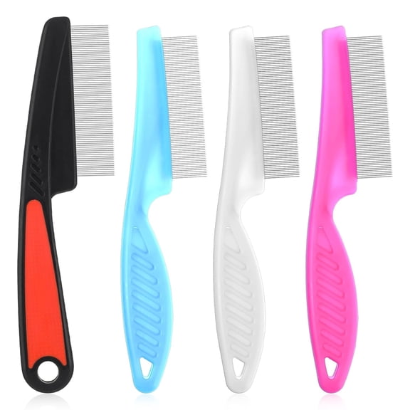 ACDANC 4 Pcs Dandruff Comb-Stainless Steel Fine Tooth Comb for Dandruff,Lice,Thick,Dry,Curly Hair-Adult,Unisex-Pink,Blue,White,Black