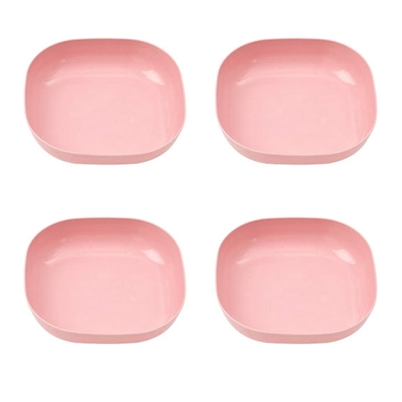 ACDANC 4 Pcs Dinnerware Sets,Eco-Friendly Plate Set,Comfortable Design Space Efficient Square Plates,Pink