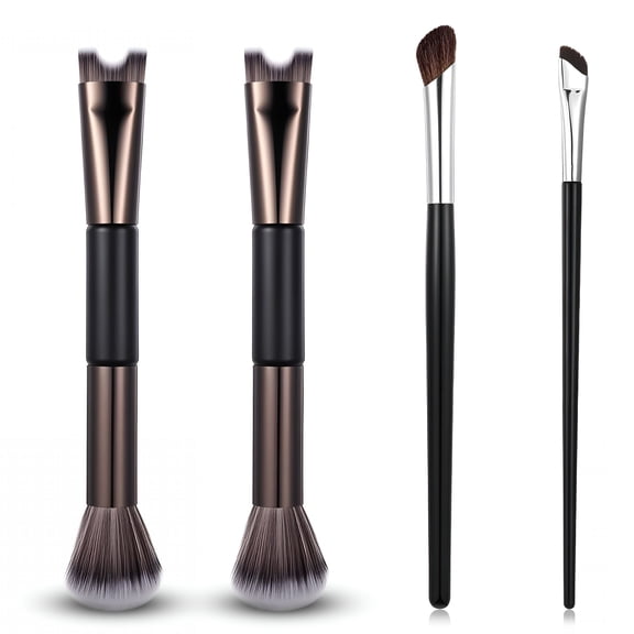 ACDANC 4 Pcs Dual-End Nose Contour Brush, 2-In-1 Angled Makeup Sculpting Brushes for Nose Shadow & Blush Defining