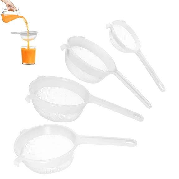 ACDANC 4 Pcs Fine Mesh Strainer,40-Mesh Sieve Strainer,Multi-Size Set Food-Grade Plastic Mesh Strainer