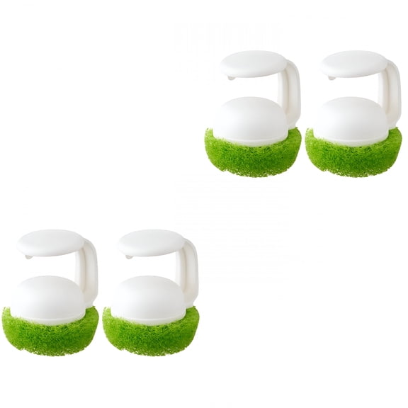 ACDANC 4 Pcs Flatware Scrubbing Brush Cleaning Dishes Kitchen Sink Sponge with Handle Holder for Dishwasher