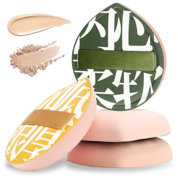 ACDANC 4 Pcs Korean Makeup Sponge Puff, Soft Teardrop Makeup Setting Cosmetic Puff Cushion Foundation Sponge for Concealer, Liquid, Cream, and Powder (Large Size)