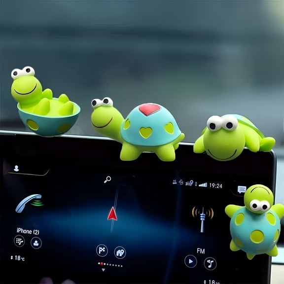 ACDANC 4 Pcs Mini Resin Tortoise Figurines,Cute Car Dashboard Decor&Funny Rearview Mirror Ornaments,Fairy Garden Landscape Decor,Unique Gift for Pet Lovers