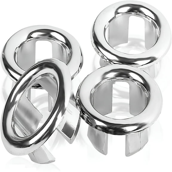 ACDANC 4 Pcs Sink Overflow Ring,Hole Round Overflow Cover,Basin Trim Drain Cap Cover,Drain Cap Cover Insert In Hole,For Bathtub,Kitchen,Sink,30mm Silver