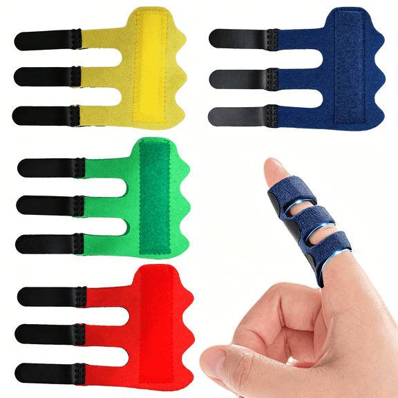 ACDANC 4 Pcs Trigger Finger Splint: Finger Brace Support with 3 Adjustable Fixing Belts,Finger Straightener for Middle/Ring/Index/Pinky/Thumb,Fits for Broken/Straightening/Arthritis