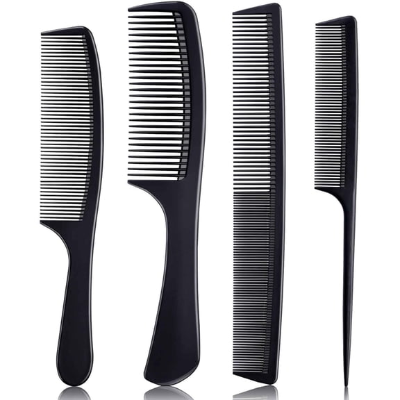 ACDANC 4 Pieces Combs for Women&Man,Premium Black Carbon Fiber Hair Comb Set for Teasing&Parting,Professional Combs for Hair Stylist,Fine&Wide Tooth Styling Comb for All Hair Types