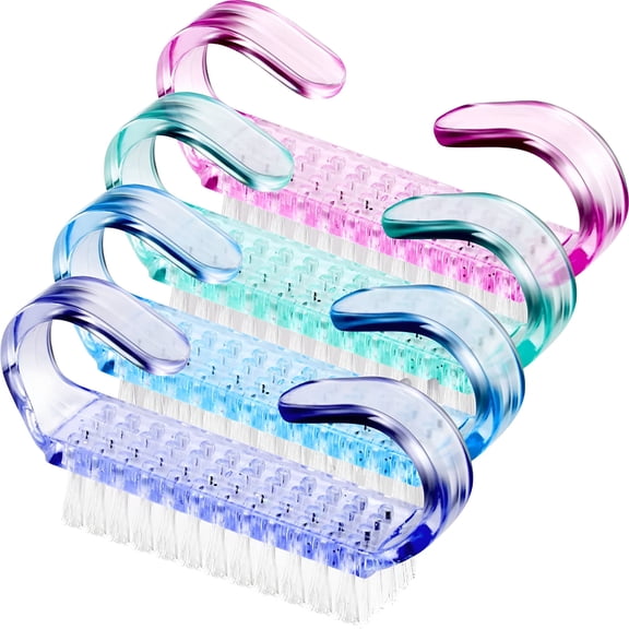ACDANC 4 Pieces Handle Nail Brush Nail Hand Scrubbing Cleaning Brush (Small, Multicolor)