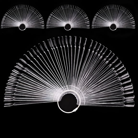 ACDANC 4 Set Total 200 Tips Clear Nail Swatches Sticks Nail Art Supplies for Nail Art Polish Display, Transparent Nail Practice Tips Sample Sticks Color Display Board Accessories with Ring