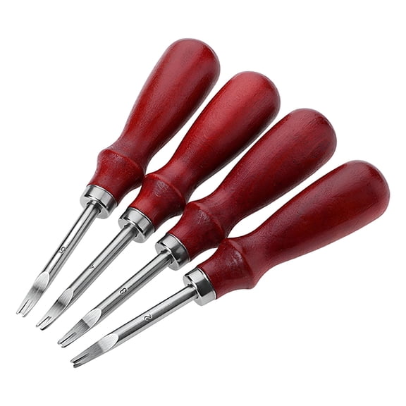 ACDANC 4 Sizes Leather Edge Beveler Leather Edge Skiving Wood Handle Leather Tools for DIY Leather Craft (1 Mm,1.2 Mm,1.4mm,1.6 Mm)