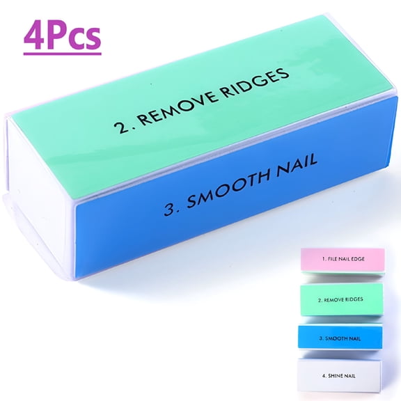 ACDANC 4 Way Shiny Nail Buffer Block - 4 Step Buffing Block for Smooth Polished Nails - Professional Grade Nail Buffer for At-Home Manicure and Nail Care - Pack of 4