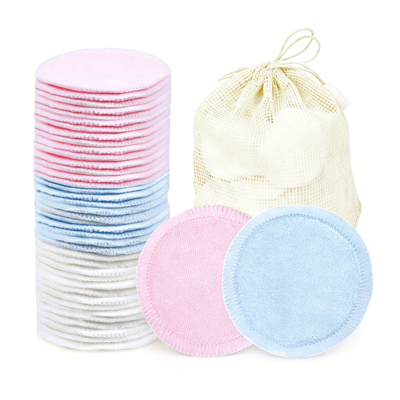 ACDANC 40 Pack Reusable Makeup Remover Pads,Washable Reusable Cotton Rounds Pads for Face,Makeup Remover Cloths for All Skin-3 Color)