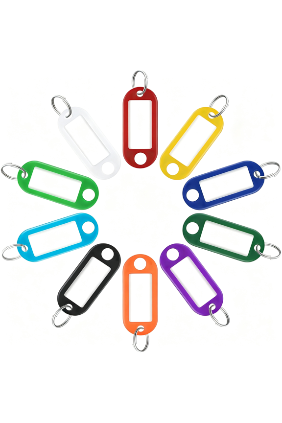 40 Pack Tough Plastic Key Tags with Split Ring Label Window, Assorted Colors Assorted Colors Keychain