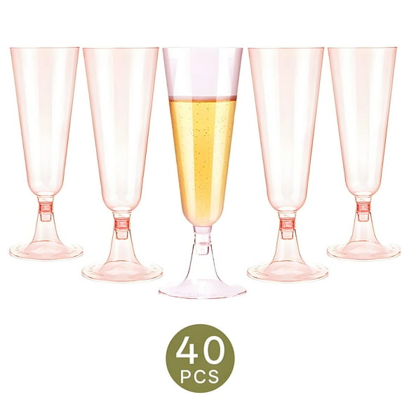 ACDANC 40Pcs Champagne Flutes Plastic 5 oz Shock-Resistant Martini Glasses Formal Banquet Elegance Champagne Flutes Style4