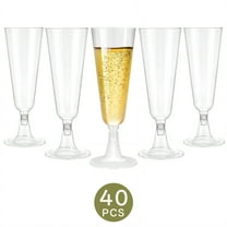 ACDANC 40Pcs Champagne Flutes Plastic 5 oz Ultra-Clear Finish Cocktail Cups Wedding Decoration Martini Glasses Plastic Disposable Style1
