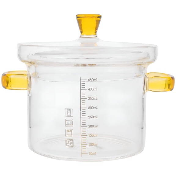 ACDANC 450ml Glass Cooking Pot with Lid, Heat Resistant Saucepan