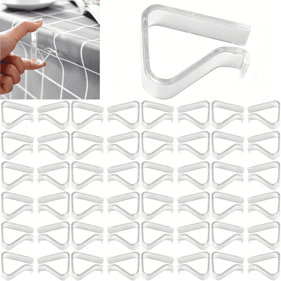 ACDANC 48 Pieces Transparent Clear Tablecloth Clips,Plastic Table Cloth Clips,Windproof Table Cover Holder Clamps,Table Cloth Holder for Christmas Home Wedding Party Indoor Outdoor