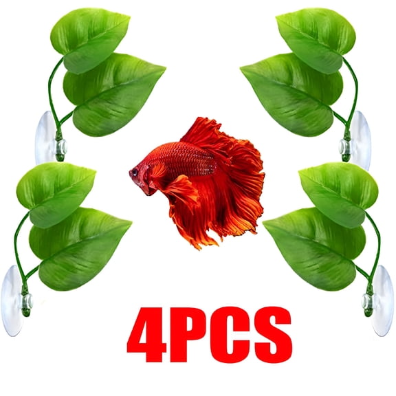 ACDANC 4PCS Betta Fish Leaf Pad Betta Fish Hammock Betta Fish Tank Accessories Betta Fish Toys Tank Decoration, Suitable For Large And Small Fish Tanks, Aquariums