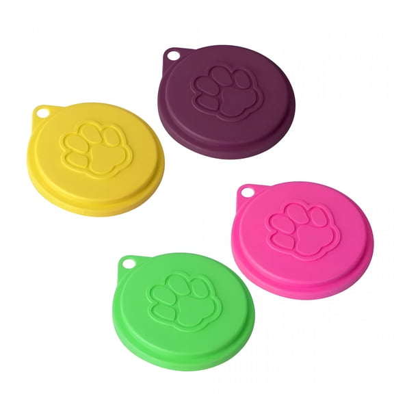 ACDANC 4Pcs 3-In-1 Plastic Pet Food Can Lids - Leak-Proof Sealing Covers for Dog & Cat Food Storage (Random Colors)