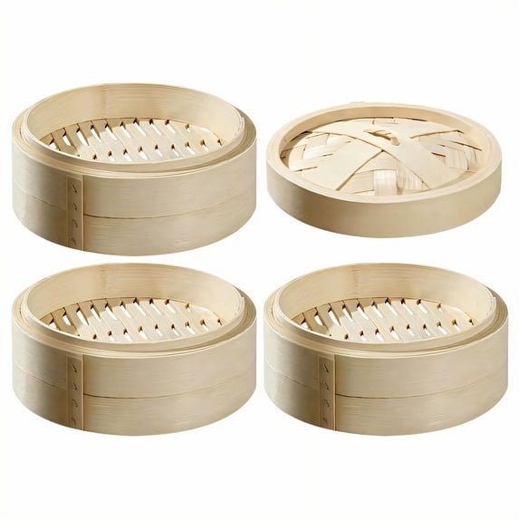 ACDANC 4Pcs Bamboo Steamer,Reinforced Bamboo Structure Steamer Basket ...