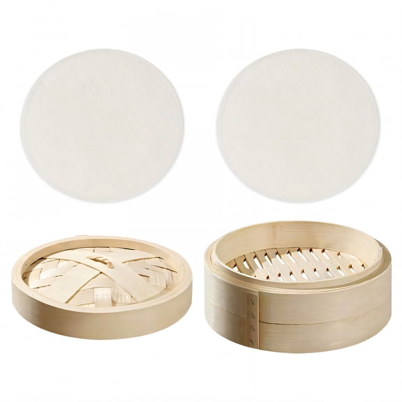 ACDANC 4Pcs Bamboo Steamer,Splinter-Free Bamboo Surface Food Steamer,Nutrient-Retaining Steam Layer Steamer Basket,9.4in