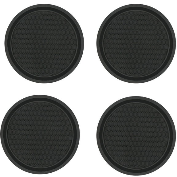 ACDANC 4Pcs Car Coasters,Anti-Slip Design Car Coasters for Cup Holders,High-Quality Pvc Non Slip Insert Coaster,Black