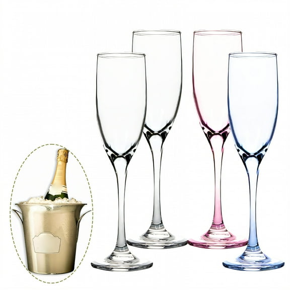 ACDANC 4Pcs Champagne Flutes Plastic 5 oz Fall-Proof Clear Cups Cocktail Cups for New Year Party Gathering Mix1