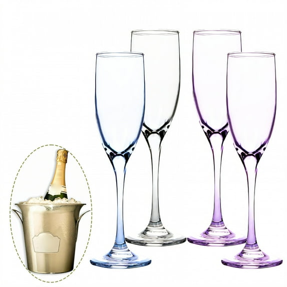 ACDANC 4Pcs Champagne Flutes Plastic 5 oz Sleek Touch Champagne Flutes Cocktail Cups for New Year Party Gathering Mix3