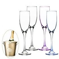 ACDANC 4Pcs Champagne Flutes Plastic 5 oz Thermal Safe Champagne Flutes Plastic Tumblers for Parties Wedding Decoration Friend Gathering Mix1