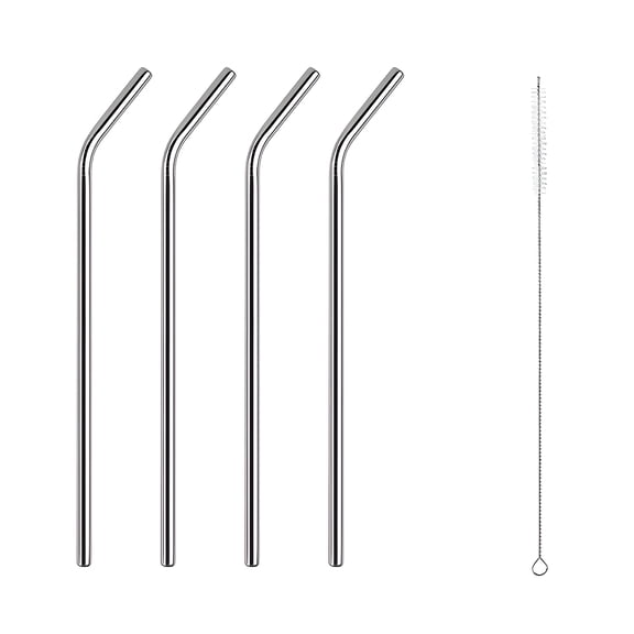 ACDANC 4Pcs Cup Straws, Reusable Stainless Steel Cup Straw with Ergonomic Bent Design, Smooth and Durable