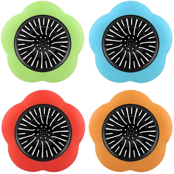 ACDANC 4Pcs Flower Shaped Plastic Basin Sink Strainer Drain Stopper Kitchen Bathroom Accessories