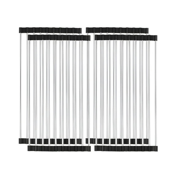 ACDANC 4Pcs Roll Up Dish Drying Rack,Easy Operation Design Over the Sink Dish Drying Rack,Efficient Storage Over the Sink Dish Drainer Drying Rack,Black