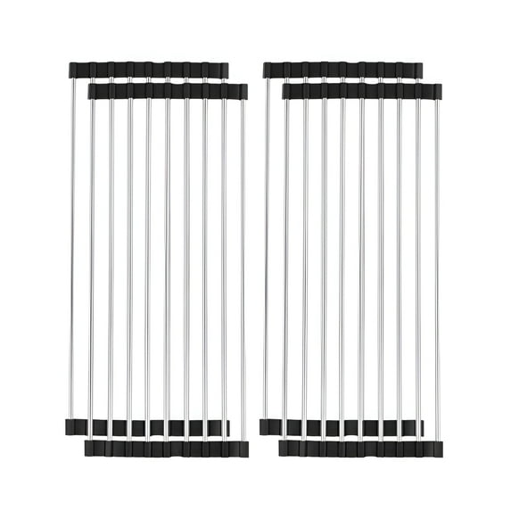 ACDANC 4Pcs Roll Up Dish Drying Rack,High-Strength Material Over the Sink Dish Drying Rack,Strong Protection Over the Sink Dish Drainer Drying Rack,Black