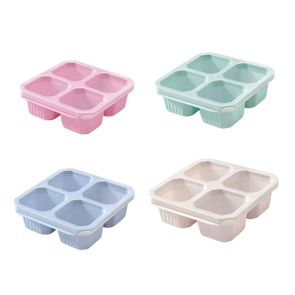ACDANC 4Pcs Snack Boxes with 4 Compartments Reusable Easy-Open Lid Snack Containers for Kids Adults Stackable Food Storage Containers for School Home Travel