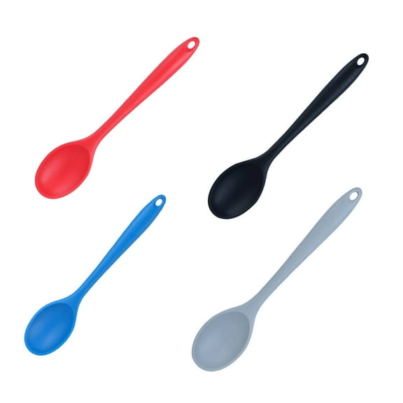 ACDANC 4Pcs Stirring Spoon Ergonomic Handle Slotted Spoons for Cooking Heat Resistance Non-Stick Spoon Red,Black,Blue,Grey
