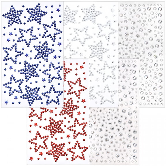 DESIGNICE 4Th of July Star Face Gems, Self Adhesive Face Jewels,Gem Stickers Face Rhinestones