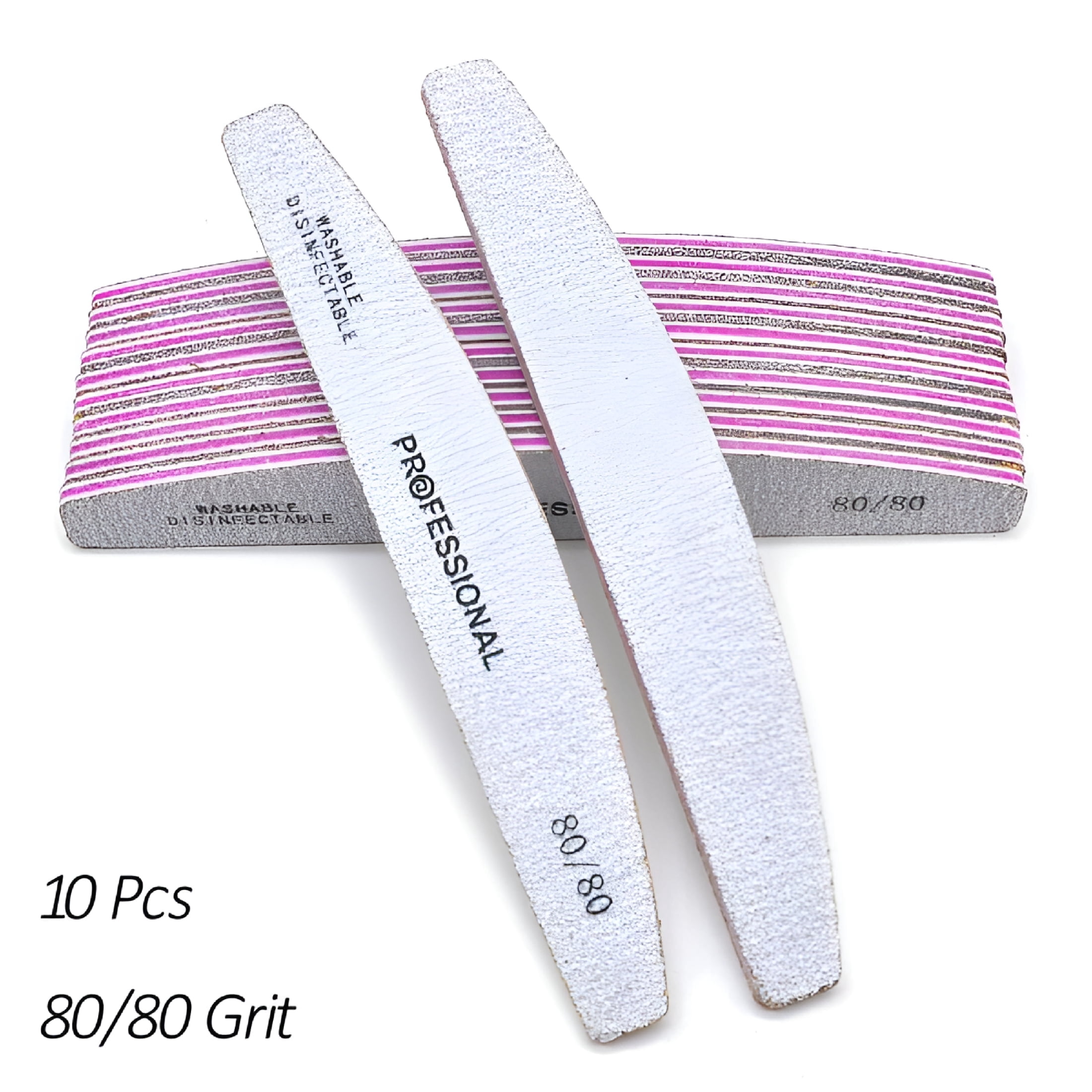 EXLEAF 5/10 Pcs 80/100 Grey Boat Nail File Strong Sandpaper 10pcs 80-80 ...