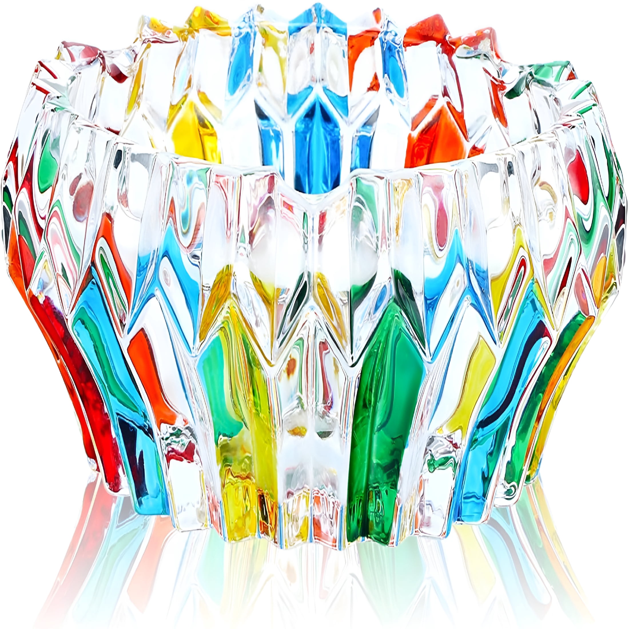 ACDANC 5.5 Inch Multicolor Banded Glass Decorative Bowl for Home Decor ...