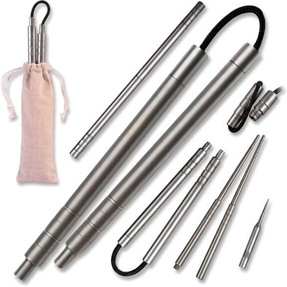 ACDANC 5-In-1 Titanium Edc Chopsticks&Fidget Tool,Reusable Food Safe Travel Chopsticks with Collapsible Design,Compact Pocket Titanium Utensil for Outdoor Adventures,Office