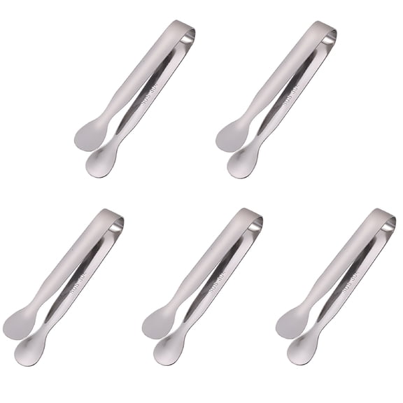 ACDANC 5 PC Mini Appetizers Tongs 4.3-Inch Serving Tong,Small Serving Utensils,Stainless Steel Sugar Clamp Tongs for Tea Party,Coffee Bar,Ice,Buffet,Kitchen