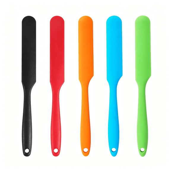ACDANC 5 PackSilicone Jar Spatula,Long Handle Jar Scraper Spurtle,Sourdough Spatula,Non-Stick Heat Resistant Cake Cream Spatulas Set,Small Spatulas for Kitchen Use