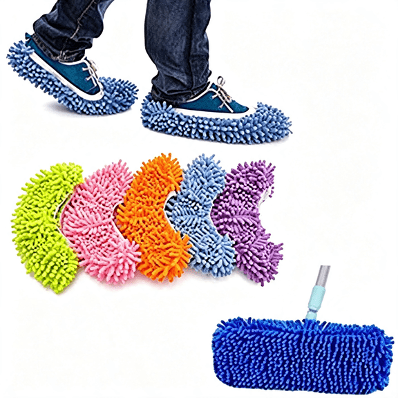 ACDANC 5 Pairs (10 Pieces) Multi-Function Dust Duster Mop Slippers Shoes Cover,Soft Washable Reusable Microfiber Foot Socks Floor Cleaning Tools Shoe Cover 5 Pairs Washable Mop Slippers