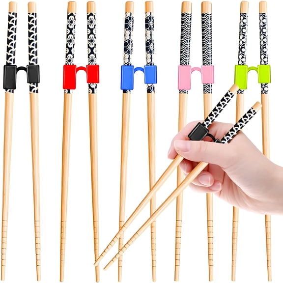 ACDANC 5 Pairs Kid Adult Training Chopsticks Trainers for Beginners,Japanese Wooden Beginners Training Chopsticks Helpers Set,Reusable,Dishwasher Safe