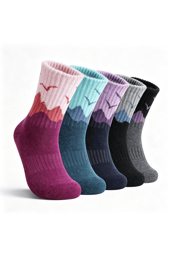 5 Pairs Womens Merino Wool Hiking Socks Thermal Warm Winter Boot Crew Cushion Work Gift Socks Warm and Thick Best Hiking Socks for Women